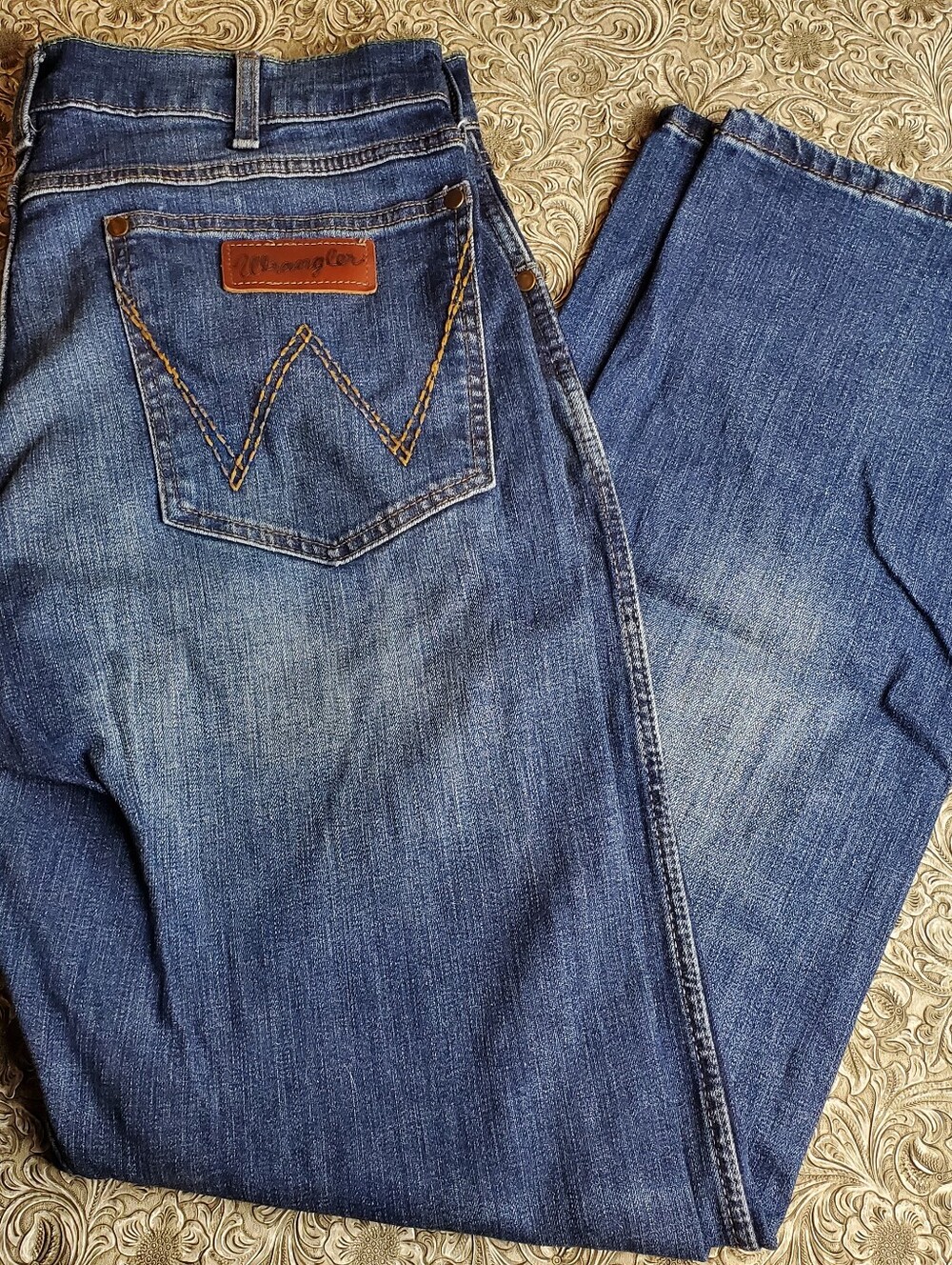 Wrangler Retro Slim Straight Mens Jeans Dark Wash 34x32